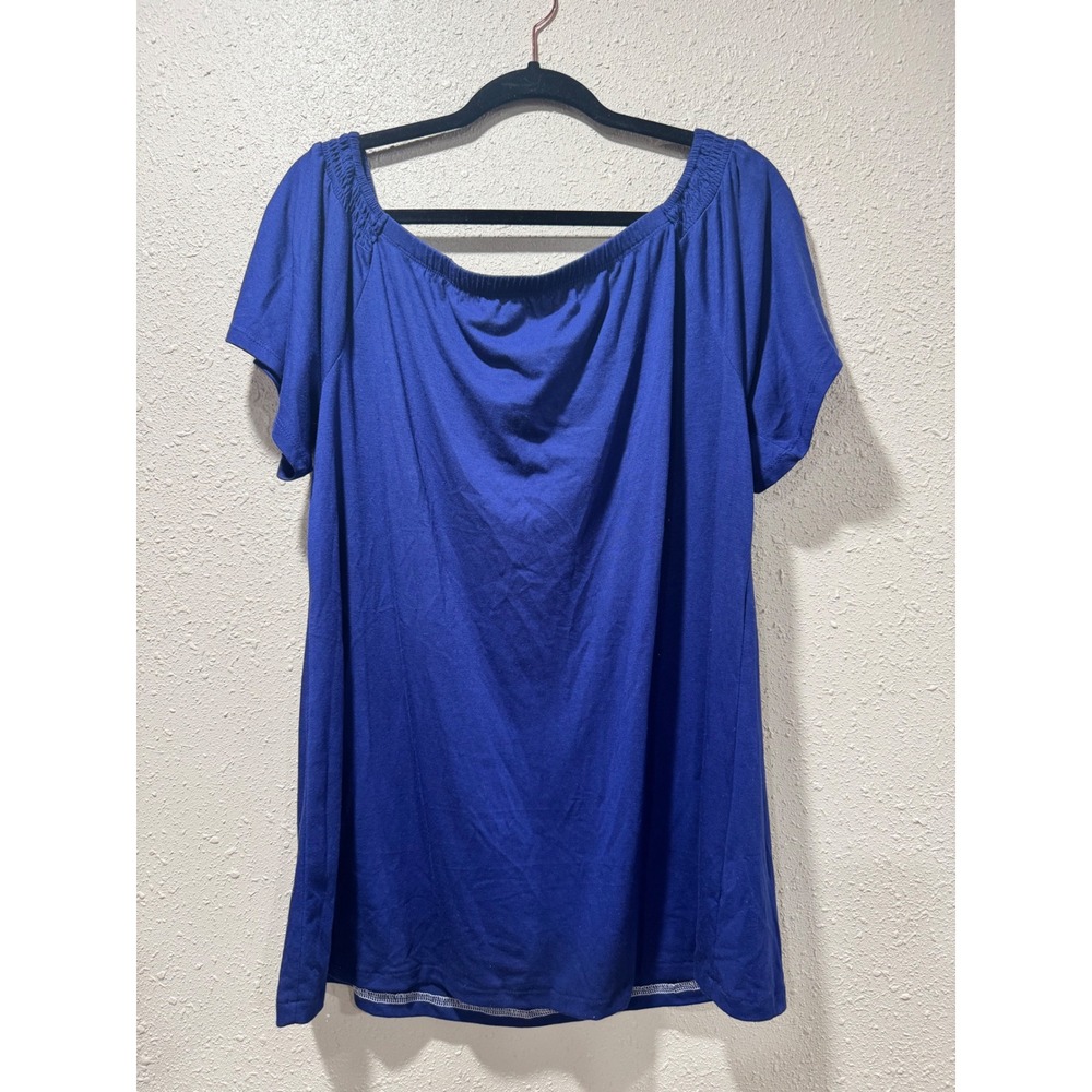 Westloop Royal Blue Short Sleeve Scoop Neck Knit Top Womens Large Stretch Tee